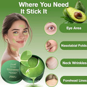 Nourishing Avocado Eye Patches 2-Pack 120 PCS, Collagen Eye Mask for Anti-oxidation and Hydration, Under Eye Patches Suita...