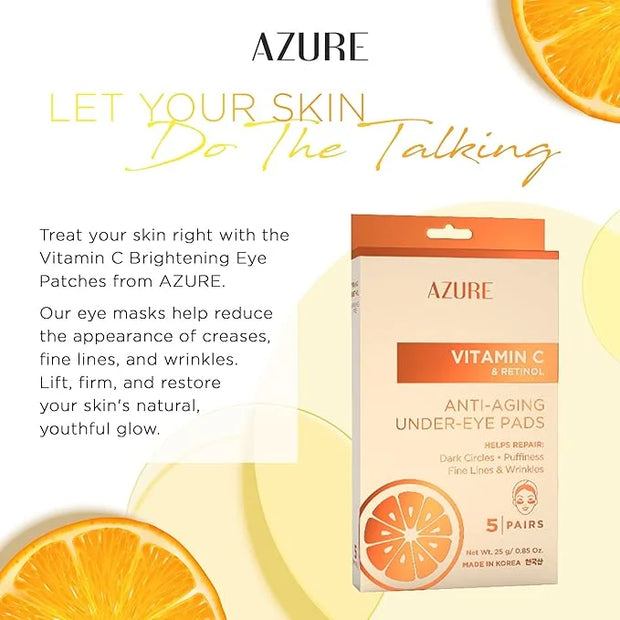 Azure Cosmetics Vitamin C Under Eye Pads - Anti Aging, Lifting & Moisturizing Eye Mask Patches - Reduces Fine Lines, Wrink...