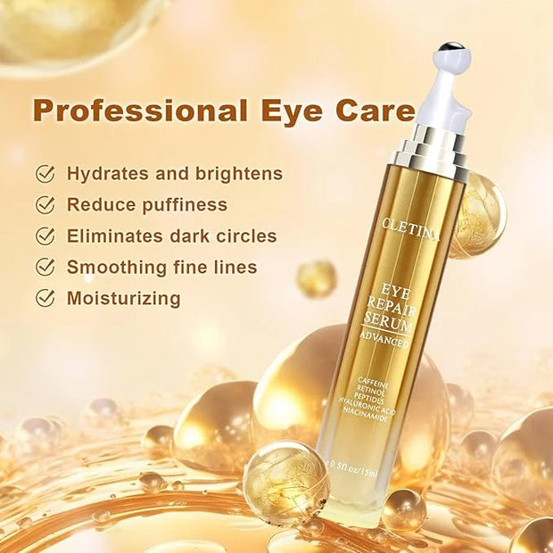 5% Caffeine Eye Serum With Roller For Dark Circles & Puffiness Bags Under Eye Treatment- Caffeine Eye Cream with 360° Mass...