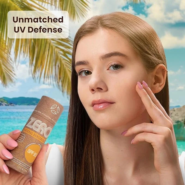 ZERO Waste 100% Plastic Free Natural Sunscreen Stick, SPF 20 Reef Safe and Kid Friendly, Water Resistant, Push Up Cardboar...