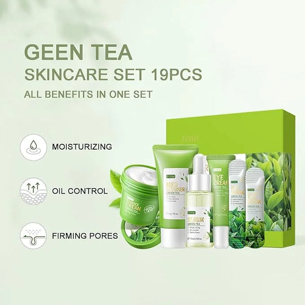Green Tea Skin Care Kit Teenage Girls Gifts, 19-In-1 Facial Skin Care Routine Set Kit for Women/Girls, Hydrating Teen Skin...