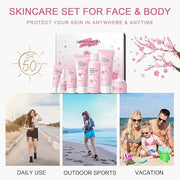 Skin Care Set JAPAN-SAKURA Women Beauty Gift Sets Skin Care Kit, Self-Care Skincare Set: Cleanser,Toner,Serum,Cream,Mud Ma...