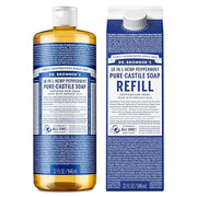 Dr. Bronner's Pure-Castile Liquid Soap Bottle & Refill Carton - Made with Regenerative Organic Certified Oils, 82% Less Pl...