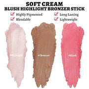Face Stick Trio 3Pcs Multi Makeup Blush Highlighter Contour Sticks, Buildable Blendable Lightweight Cream Blush Stick for ...