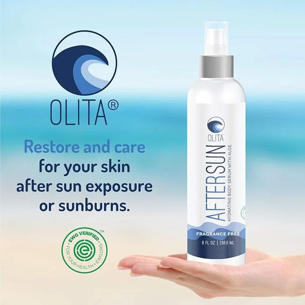 Olita AfterSun Body Serum - Fragrance Free - 8 oz - Hydrating Body Oil with Aloe Vera - All-Natural with Vitamin E - Cooli...