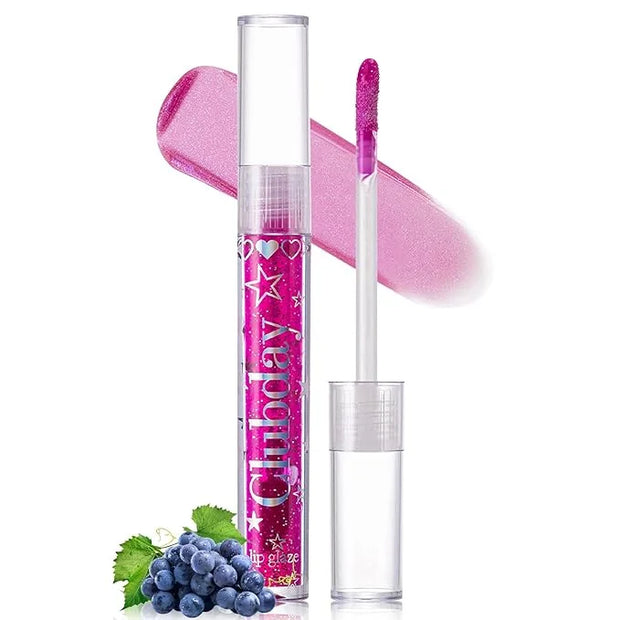 Jcoos Lip Gloss Lip Oil, Glitter Clear Lip Gloss, Purple Lip Gloss, Moisturizing, Shiny, Hydrating Lip Oil, Mint & Grapes ...