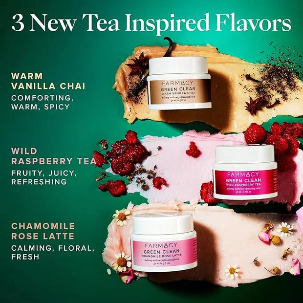 Farmacy Cleansing Balm Skin Care Set - Tea Harvest Travel Size Makeup Remover - Limited Edition Skincare Set Includes Warm...