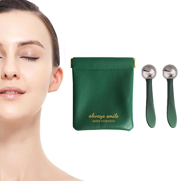 2 in 1 Roller Eyes Cream Applicator Wand and T-Shape Massager Tool for Facial Massage, Reduce Puffiness (Green-1) - Produc...