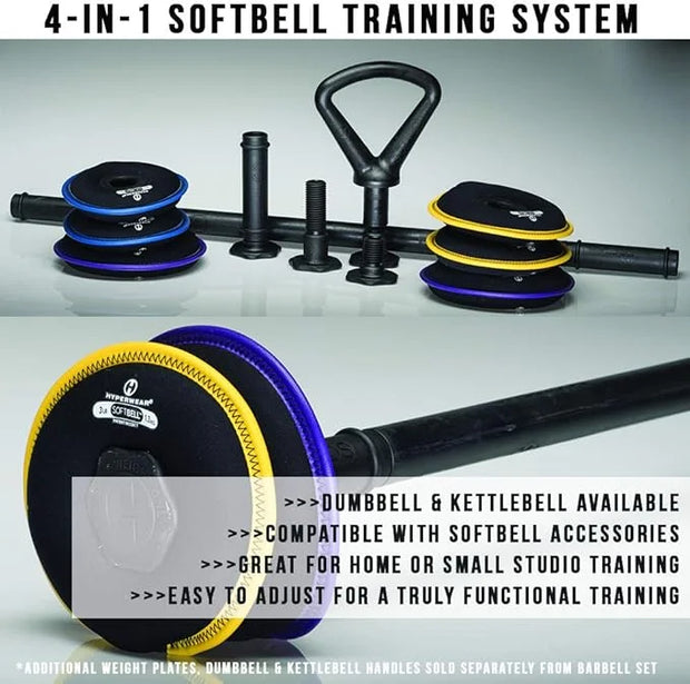 HYPERWEAR Adjustable Barbell Set with Soft Weight Plates (35 lb 60 lbs - Product Image