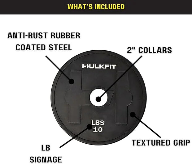 HulkFit 2-inch Rubber Coated Steel Weight Plates Set - Product Image