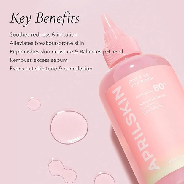 APRILSKIN Pink Aloe Facial Polish Cleanser with Vita Toner and Mucin Serum - Product Image