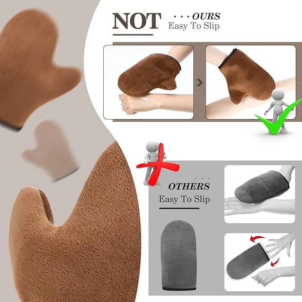 4 Packs Self Tanning Mitt Applicators Sunless Tanning Mittens Double Sided Self Tanning Gloves Reusable Tanner Applicator ...