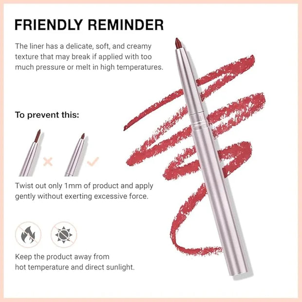 evpct Silky Lip Liner Pencil Retractable, Red Brown Smooth Lip Liner Creamy Velvet Lipliner Long-Lasting for Korean Makeup...
