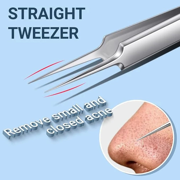 TsMADDTs Blackhead Remover Tools, Ingrown Hair Tweezers, Pimple Popper Tool Kit, Blackhead Extractor, Eyebrows Tweezers fo...
