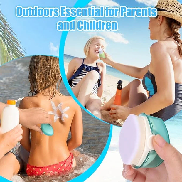3 PCS Sunscreen Applicator for Kids, Soft Sunblock Brush + 2 PCS Empty Roller Ball Container for Sunscreen Lotion, Sunscre...