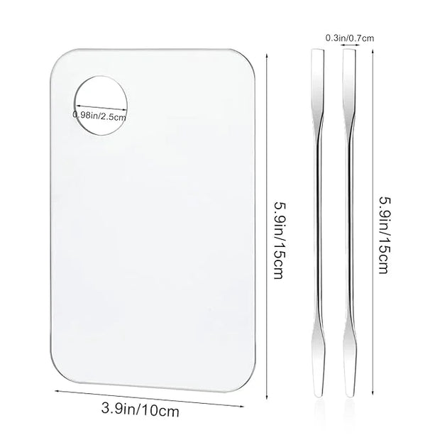 2PCS Acrylic Cosmetic Palette with 2PCS Spatula Tool,Makeup