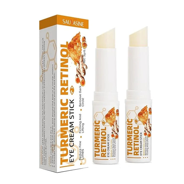 2 PCS Turmeric Retinol Eye Stick,Eye Balm Stick Hydrating for Dark Circle,Wrinkles,Visible Results in 3-4 Weeks,Anti Aging...