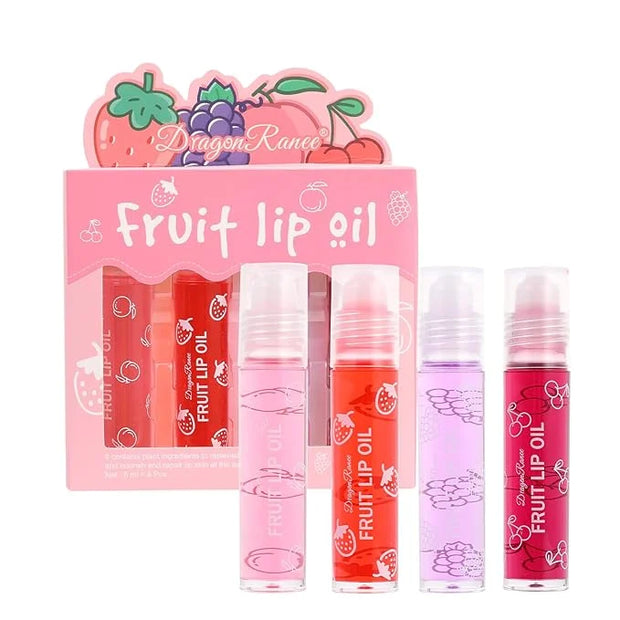 4-Piece Lip Gloss Set for Girls - Roll-On Lip Oil, Long Lasting Lip Care, Shining Clear Hydrating Glossy Tinted Balm - Pro...