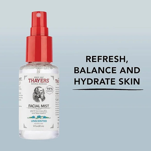 THAYERS Witch Hazel Facial Mist Toner with Aloe Vera, Unscented, Trial Size, 3 Ounce (Pack of 3) - Product Image