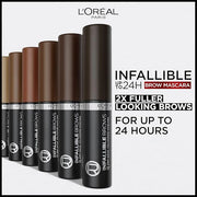 L'Oreal Paris Infallible Volumizing 24H Wear Brow Mascara, Long Lasting Eyebrow Makeup for 2X Fuller Eyebrows, 6.0 Light B...