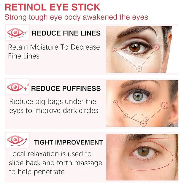 Retinol Eye Stick,Collagen Retinol Eye Cream for Dark Circles and Puffiness, Under Eye Cream Anti Aging, Eye Brightener St...