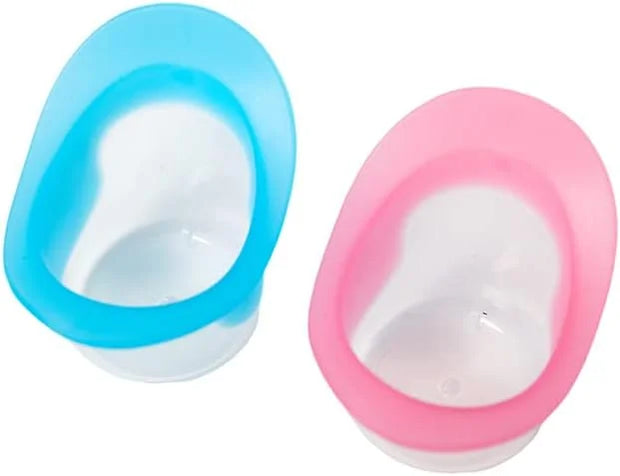 2Pcs Blue and Pink Eye Wash Cup Eye Wash Kit with Storage Container Bath Kit Silicone Eyelash Lid Care for Tired Dry Eyes ...