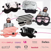 CELESTIAL SILK Mulberry Silk Sleep Eye Mask with Adjustable Elastic Strap (Normal - Adjustable, Pink/White Stripe) - Produ...