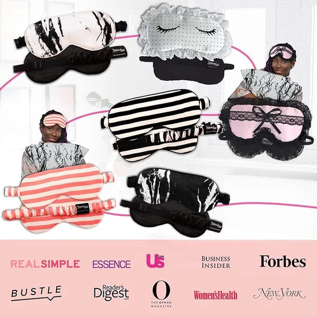 CELESTIAL SILK Mulberry Silk Sleep Eye Mask with Adjustable Elastic Strap (Normal - Adjustable, Pink/White Stripe) - Produ...