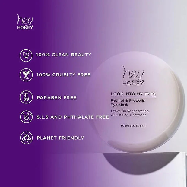 Hey Honey Look Into My Eyes Retinol, Peptide & Propolis Eye Mask for Wrinkle Reduction, Fine Line Smoothing Hydration Over...