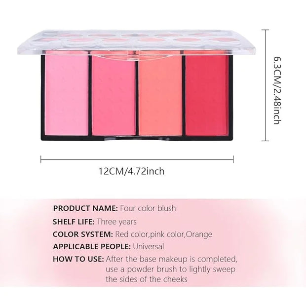Quads Blush Makeup Palette, Matte Pressed Powder Blushes Palette, Lip & Face Paint Palette for Women, Lasting Light Pink &...