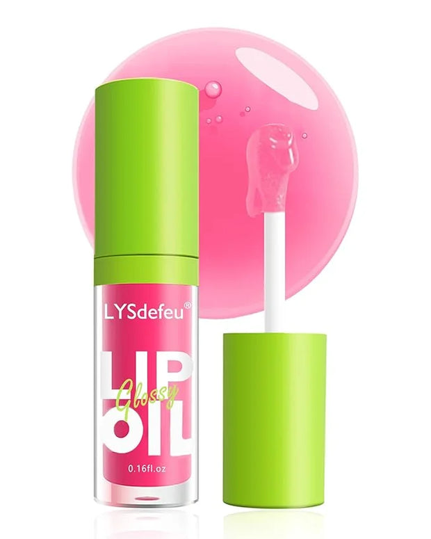 Hydrating Lip Glow Oil-Tinted Lip Oil Lipgloss,Pink Lip Gloss Lipstain Glossy Lip Glaze,Clear Pink Lip Tint Stain,Long Las...