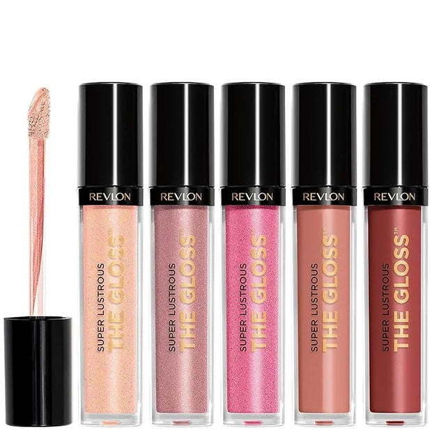 Revlon Super Lustrous The Gloss, 5 Piece Lipgloss Gift Set, Non-sticky High Shine Color in Cream & Pearl Finishes, Pack of...
