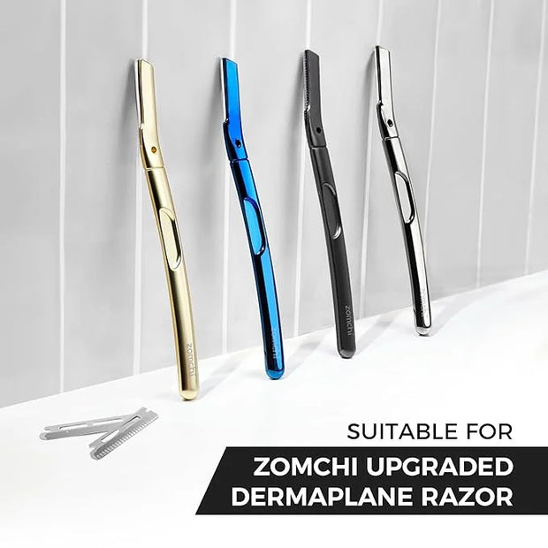 ZOMCHI Dermaplaning Razor Refills, Set of 10 Replacement Blades, Wide Distance, Metal, Plastic Free, Eyebrow Razor Blades ...