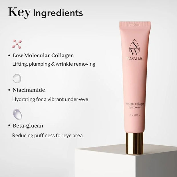NOWATER Collagen Eye Cream for Wrinkles, Puffiness, Dark Circles - Hydrolyzed Collagen & Beta-glucan for Improved Under-ey...