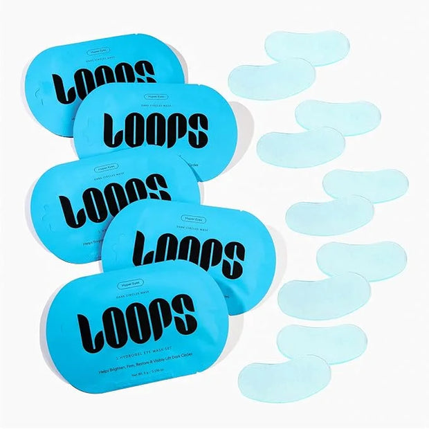LOOPS Hyper Smooth Eye Hydrogel Eye Mask - 5 Pc Brighten, Hydrate, Nourish and Help Reduce Dark Circles for Refreshed Eyes...