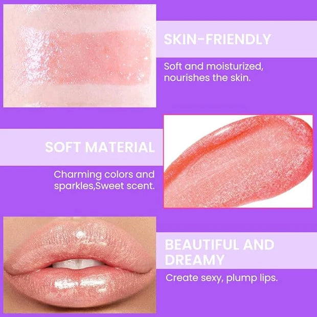 Glitter Liquid Lip Gloss,Peach Shimmer Lipstick, Waterproof Shimmer Lip Stain Lip Glaze, High Shine Long Lasting Shiny Lip...