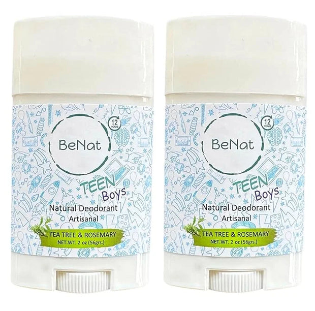 2-Pack All Natural Deodorant For Teen Boys 100% Natural Aluminum-Free Carcinogen Free Kids Deodorant For Boys Clinically P...