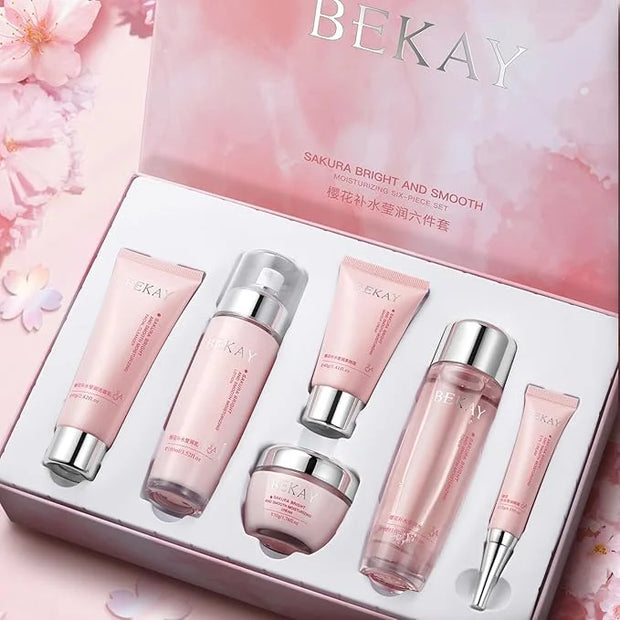 RadiantRise Cherry Blossom Moisturizing 6-Piece Skincare Set – Hydrating Facial Routine with Botanical Extracts, Giftable ...
