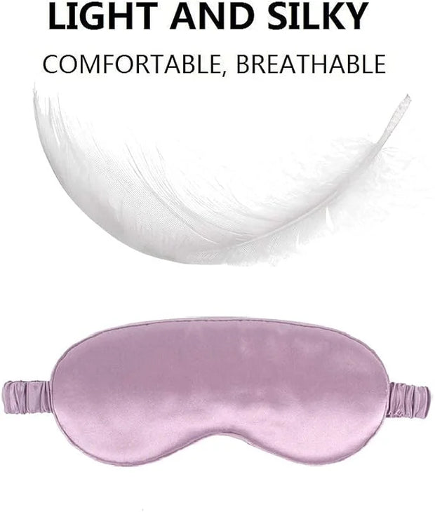 Silk Satin Sleeping Eye Mask, Light Purple Sleep Eye Mask Night Blindfold for Women and Men, Soft Breathable Blackout Eyes...