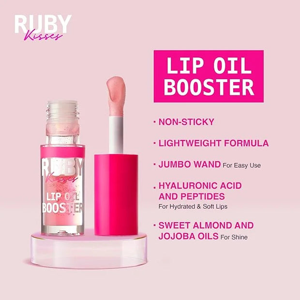 Ruby Kisses Lip Oil Booster, Hydrating Lip Gloss with Nourishing Natural Oil Blend, Jumbo Wand for Easy Application, Non-S...