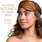 Grace & Company Silky Satin Eye Mask for Women - Premium Brown Satin Silk Sleep Mask - Hydrating, Ultra Soft & Lightweight...
