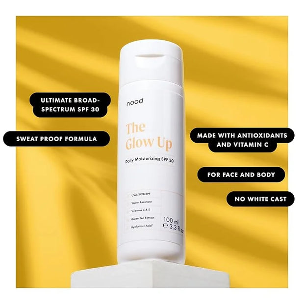 Nood The Glow Up, Lightweight Broad Spectrum SPF 30 with Vitamin C, Green Tea Extract and Zinc Oxide for UVA/UVB Protectio...