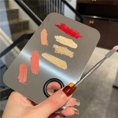 2 Pack Makeup Palette,Stainless Steel Cosmetic Mixing Palette
