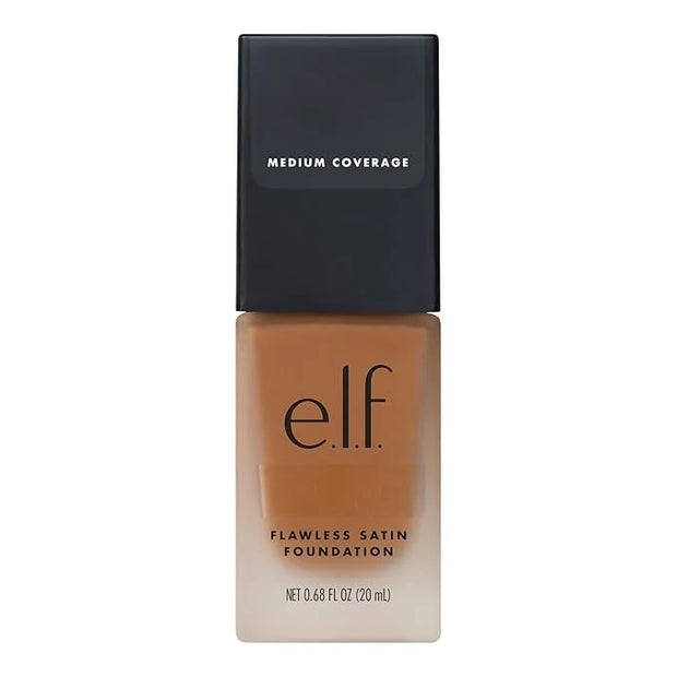 e.l.f. Flawless Satin Foundation, Lightweight & Medium Coverage, Semi-Matte Finish, Vegan & Cruelty-Free, Honey, 0.68 Fl O...