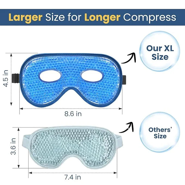 BeeVines Gel Eye Mask, 2 Pack XL Jumbo Size Cooling Ice Masks for Puffy Eyes for Men & Women, Cold & Warm Compress for Pos...