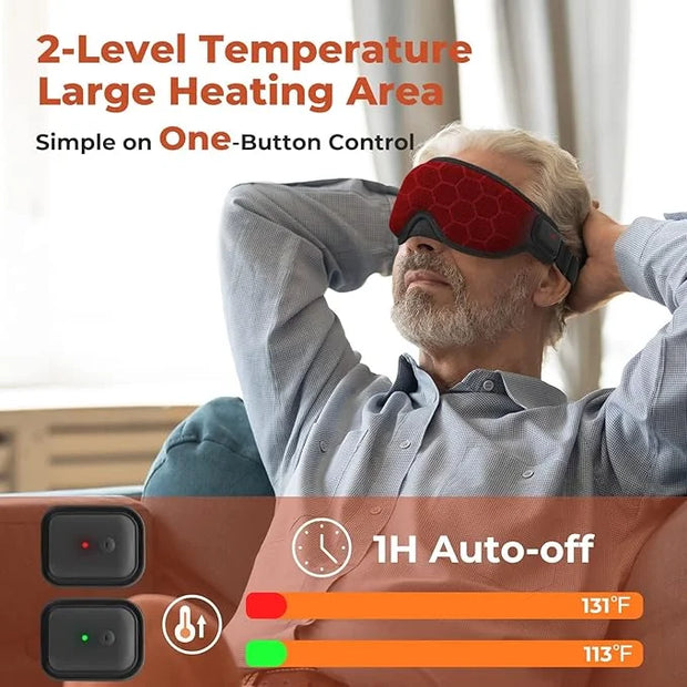 Cordless Heated Eye Mask, Dry Eye Mask, Type-C Eye Heating Pad, Portable Eye Warm Compress with 720mAh Battery Relieve for...