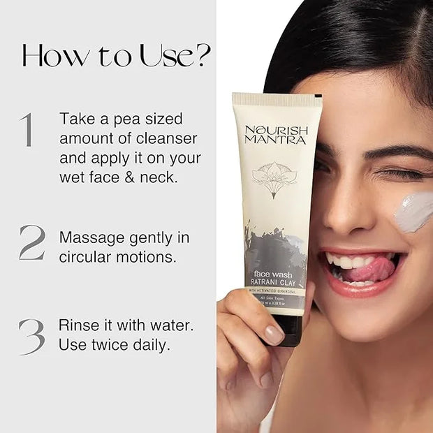 Nourish Mantra Eyebrow Growth Serum 10 ml and Ratrani Moroccan Lava Face Wash 100 ml - Product Image