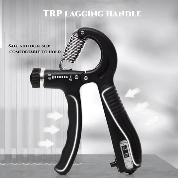 1Pcs Grip Strength Trainer Wrist Strengthener with Counter 11-132 Lbs/5-60kg(Black) Lbs/5-60kg(Black) - Product Image