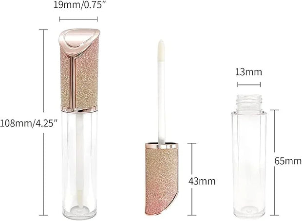 10 Pack Nude Dream Lip Gloss Wand Tubes, 5ml Empty Lip Gloss Containers, Lipgloss Lip Balm Bottles with Rubber Stoppers fo...
