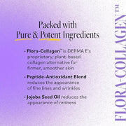 DERMA-E Advanced Peptides and Vegan Flora-Collagen Moisturizer – Double Action Collagen Face Cream with Peptide Complex – ...